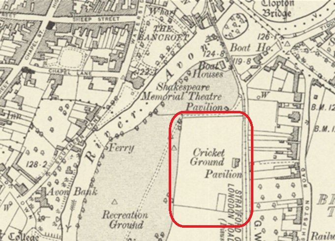 Stratford-upon-Avon - Cricket Ground : Map credit National Library of Scotland
